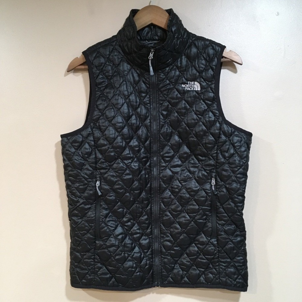 The North Face ThermoBall Puffer Vest Womens M Black Eco Insulated Outdoor Hike